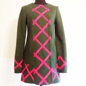 Anthropologie Elevenses "Tamarisk" Lattice Pea Coat